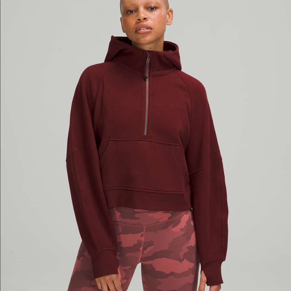 Lululemon scuba 1/2 zip red merlot xs/s